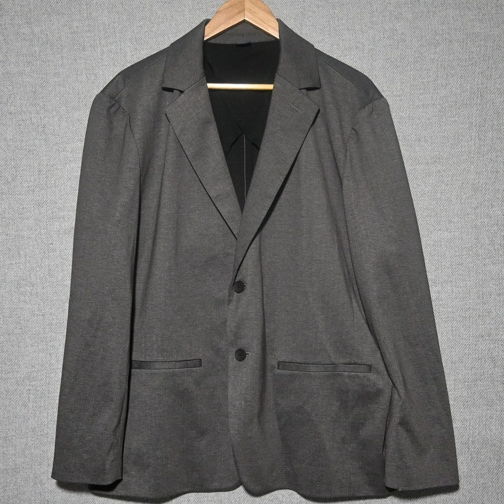 Mizzen+Main Parker Suit Blazer Mens Stretch Herringbone XL Grey
